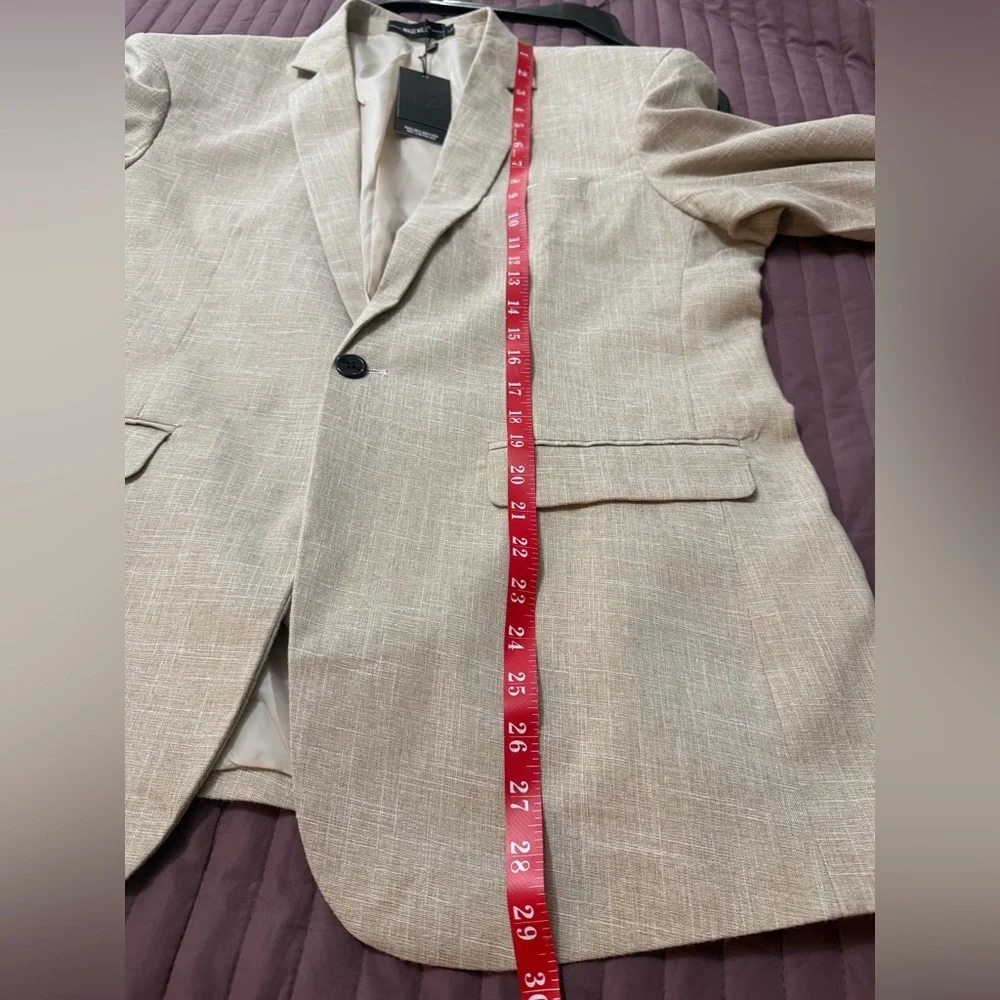 Men's Light Beige Textured Blazer - Single-Button Sport Coat